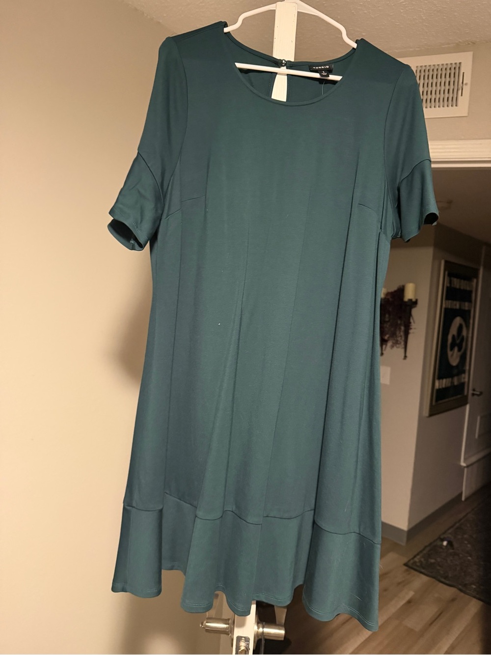 torrid Teal Short Sleeve Ruffle-Hem Mini Dress